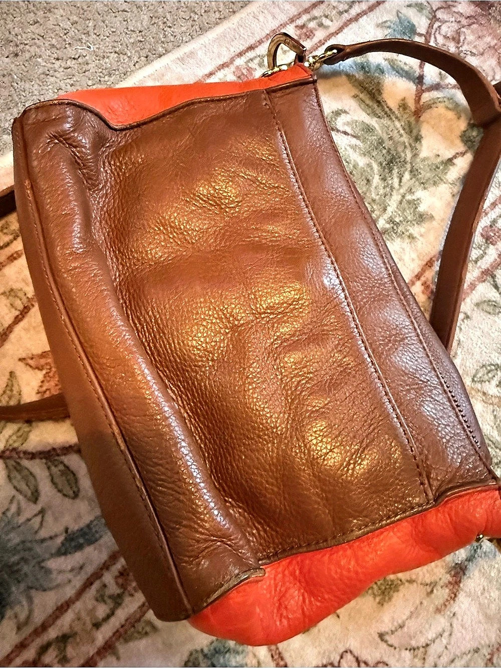 Tory Burch Leather Crossbody Bag in Brown & Orange - Picture 9 of 10
